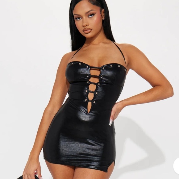 Fashion Nova “Ashlynn” Lace up Black Mini Dress - Picture 3 of 9